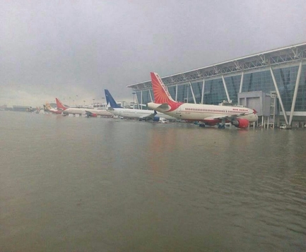 water-logging at Ahmedabad Airport due to incessant rains