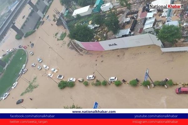 Flooding, Massive Traffic Jam Amid Heavy Rain In Gurugram
